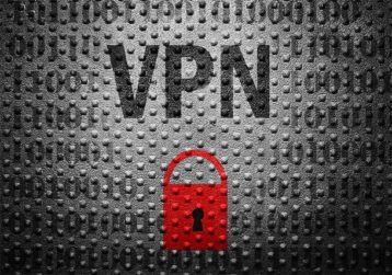 An image featuring a VPN text and a red lock representing VPN protection concept