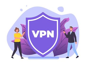 An image featuring two people having VPN service concept