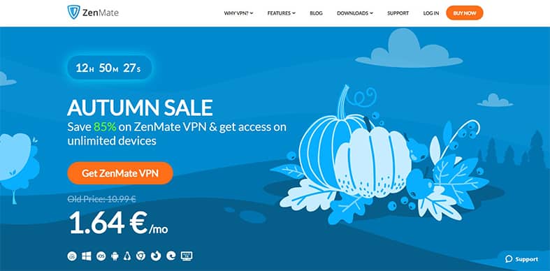 An image featuring ZenMate VPN homepage