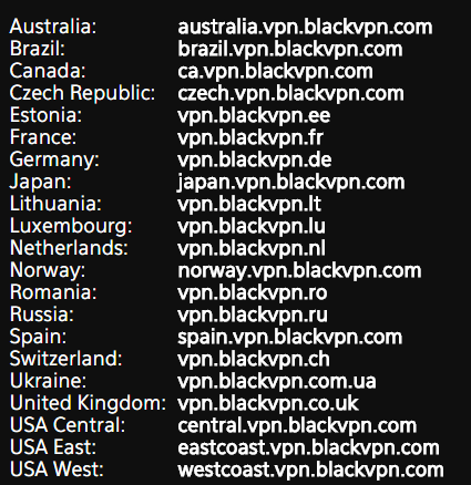 BlackVPN-servers