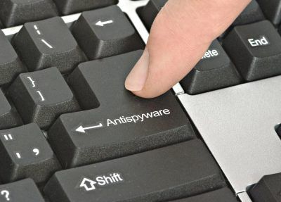Antispyware written on Enter keyboard button. 