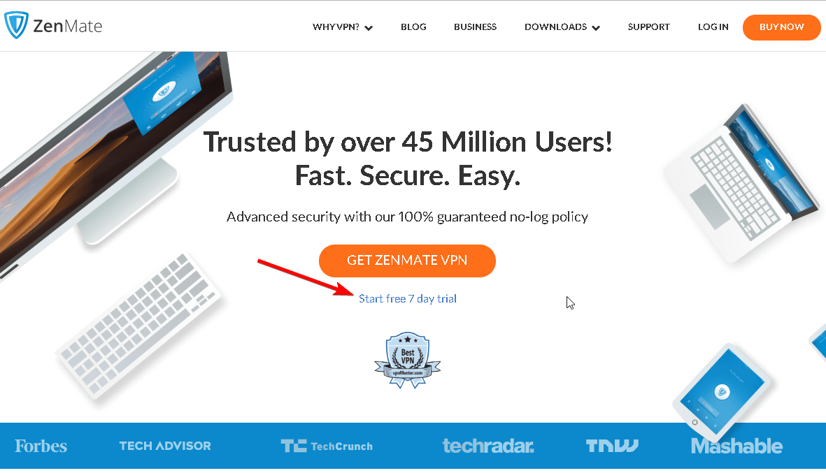 ZenMate VPN homepage