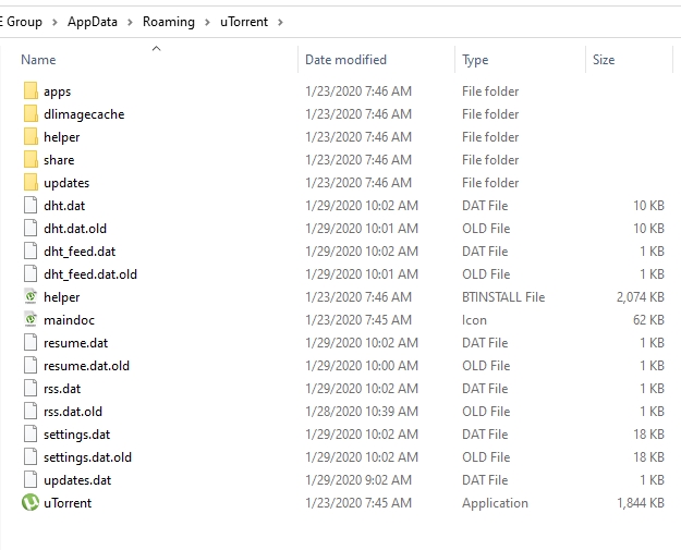 utorrent folder inside windows file manager