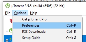 options and preferences in utorrent