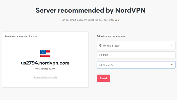 nordvpn server recommendation options
