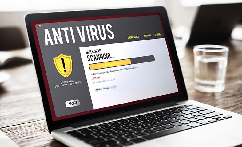 antivirus software running on a laptop