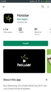 Hotstar available on the PlayStore