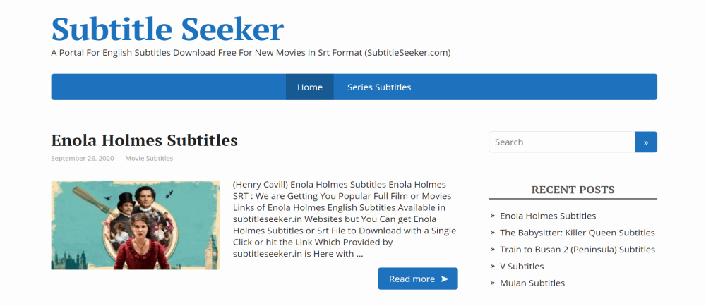 Subtitle Seeker homepage
