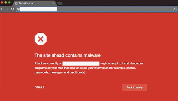 website security - google chrome open tab image - the site ahead might contain malware