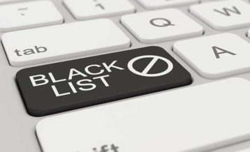 a button with the word black list on it