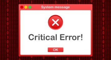 a system message addressing a critical error