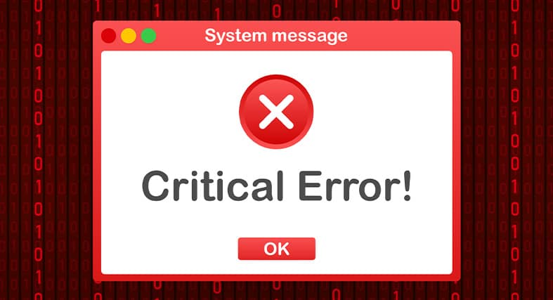 a system message addressing a critital error