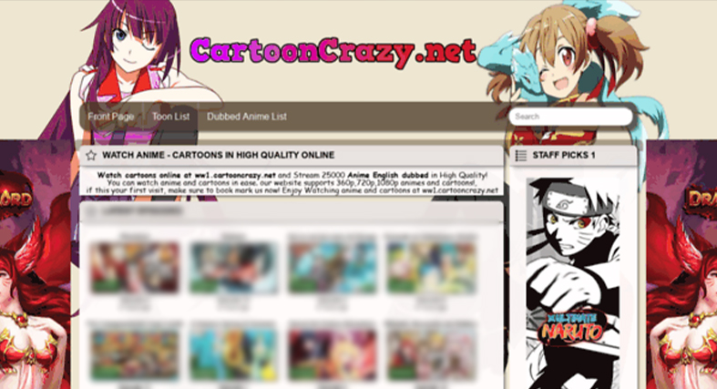 Cartoon crazy net homepage screenshot