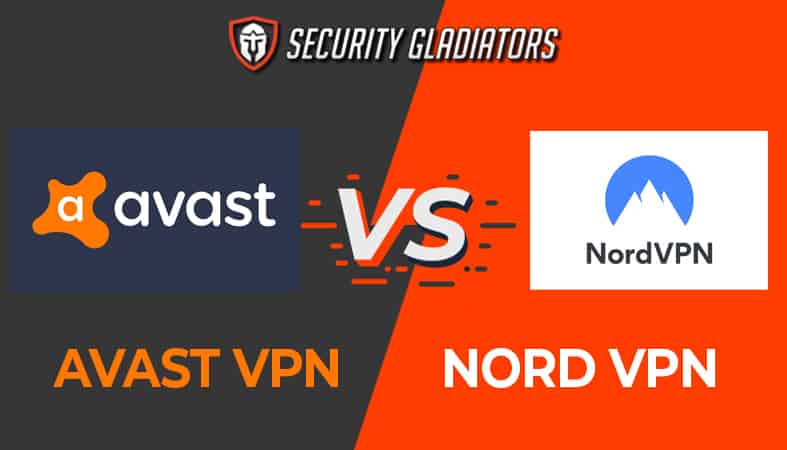 An image featuring the Security Gladiators logo with Avast VPN vs NordVPN comparison