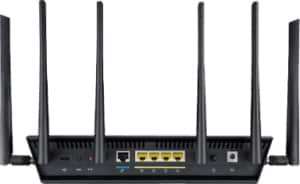 An image featuring the Asus RT-AC3200 router from the back side
