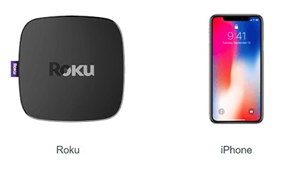 An image featuring an Roku and an iPhone device