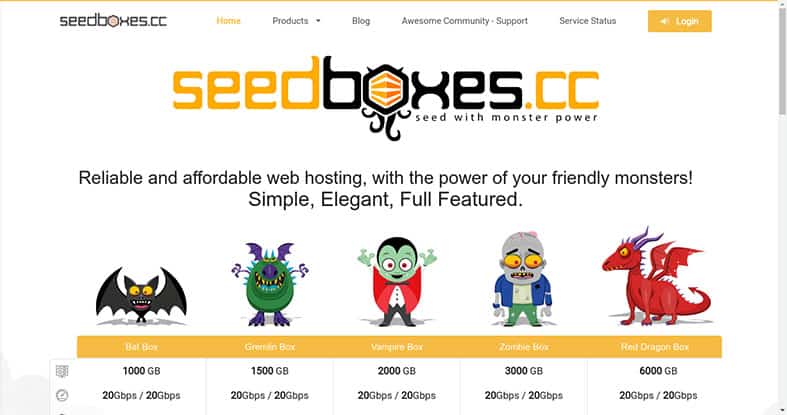 An image featuring the Seedboxes homepage