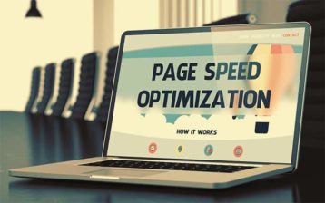 An image featuring a laptop that says page speed optimization on it