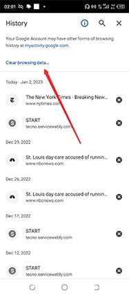 An image featuring how to clear browser history on Google Chrome on a Android device step4