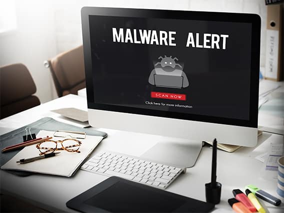 An image featuring malware alert concept