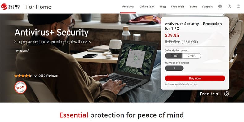 An image featuring the Trend Micro antivirus security website