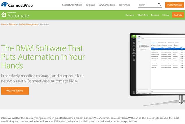 An image featuring ConnectWise Automate website