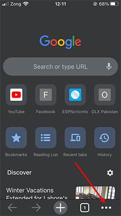 An image featuring how to clear browser history on Google Chrome on an iPhone device step2