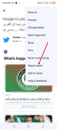 An image featuring how to stop spam emails 2nd method on the Android concept step4