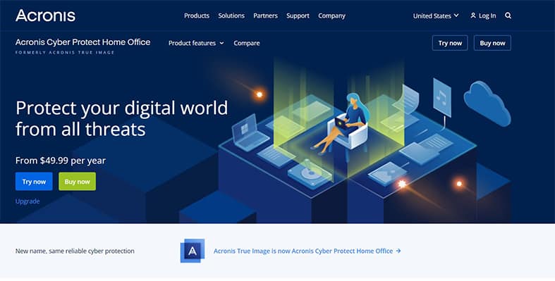 An image featuring Acronis True Image website