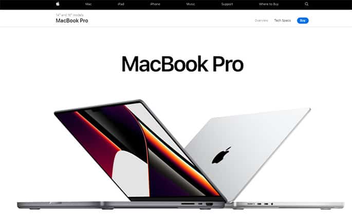 An image featuring Apple MacBook Pro laptop website screenshot
