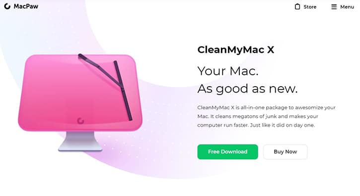 An image featuring CleanMyMac X website screenshot