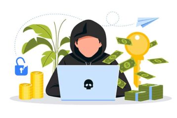 An image featuring hacker stealing money concept