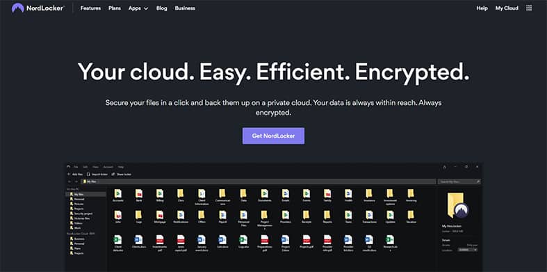 An image featuring NordLocker website screenshot