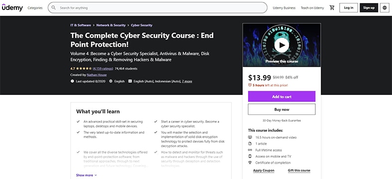 An image featuring the complete CS course end point protection online cybersecurity course