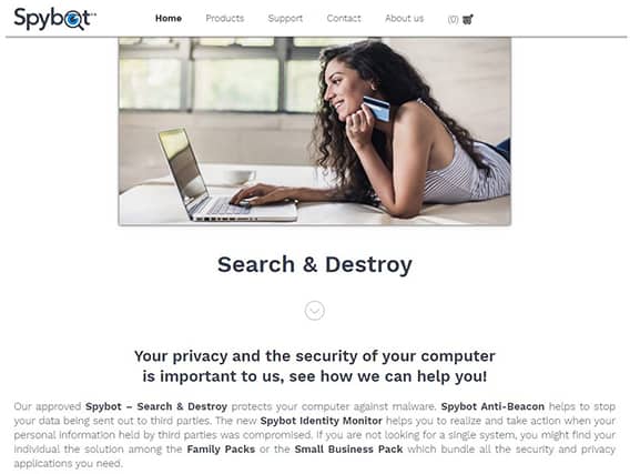 An image featuring SpyBot Search and Destroy website