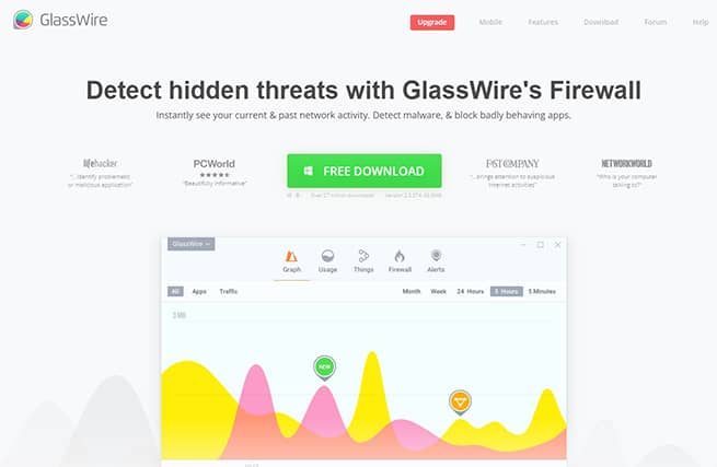 An image featuring the GlassWire website screenshot