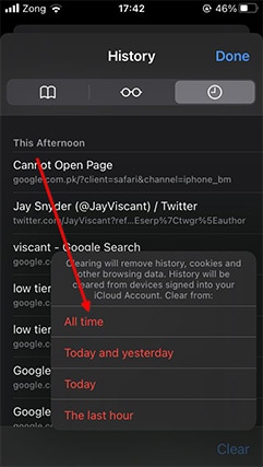 An image featuring how to clear browser history on Safari on a iOS device step5