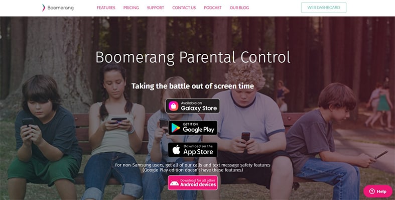 An image featuring Boomerang parental control app