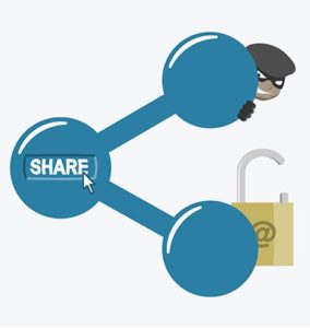 An image featuring data sharing risk from a hacker concept