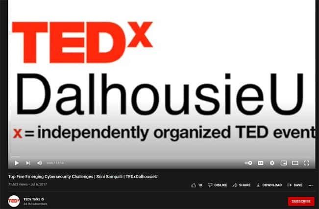An image featuring Emerging Threats in Cybersecurity TEDTalk Youtube screenshot