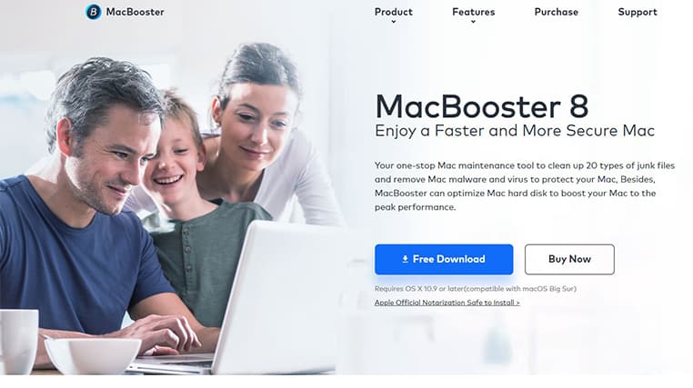 An image featuring Iobit MacBooster 8 Website homepage screenshot