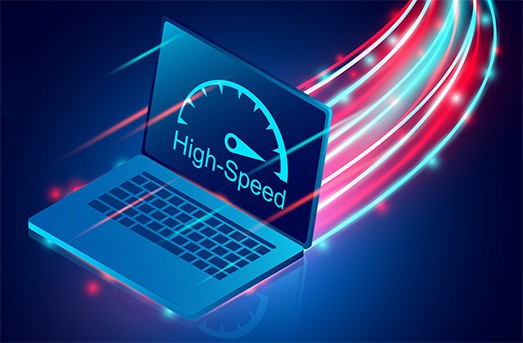 An image featuring a laptop internet connection speed concept