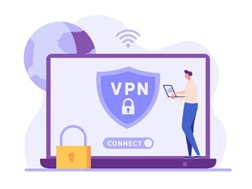 An image featuring laptop VPN service representing secure internet browsing concept