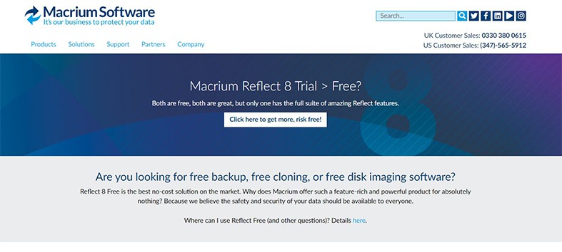 An image featuring Macrium Reflect website