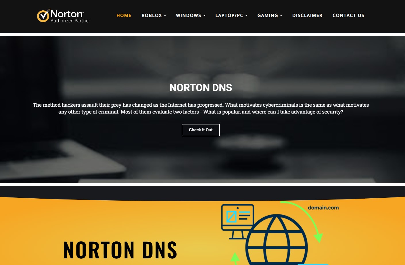 An image featuring Norton DNS Norton ConnectSafe website homepage screenshot