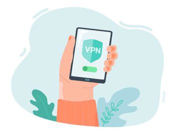 An image featuring a person holding their mobile phone with secure VPN connection on it concept
