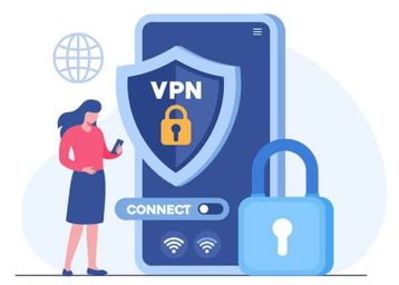 An image featuring a person using a mobile VPN app concept