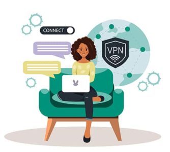 An image featuring a person using a secure VPN on their laptop concept