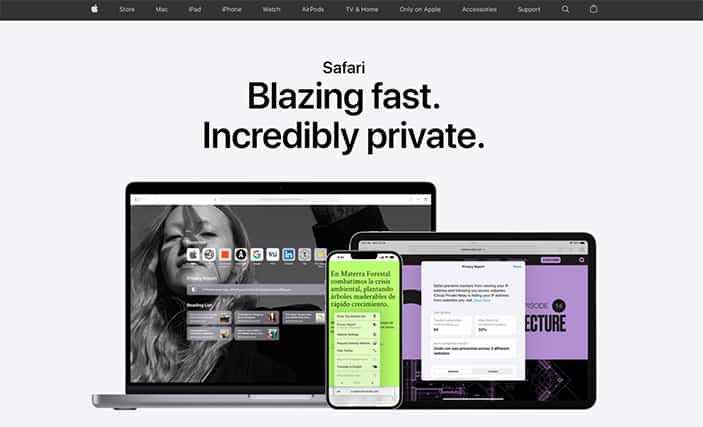 An image featuring Safari browser homepage
