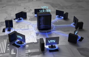 An image featuring a secure VPN server connection concept